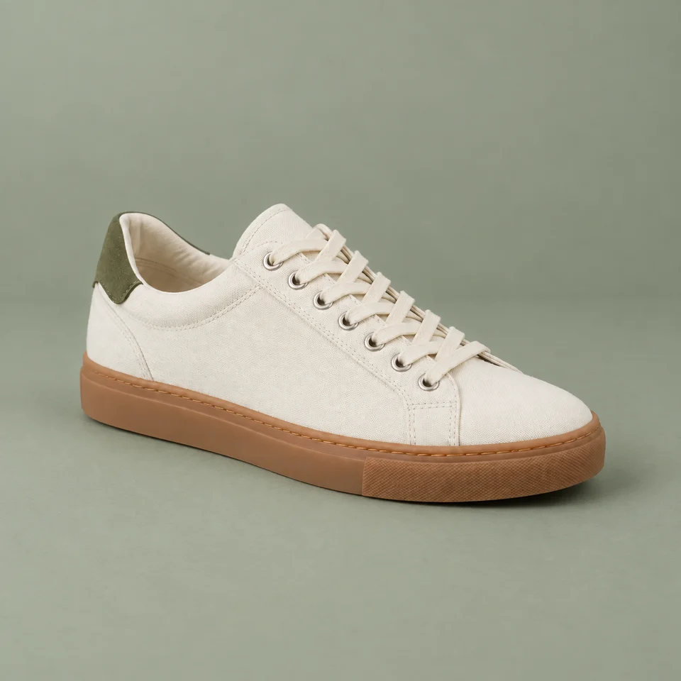 A sage studio background for sneakers